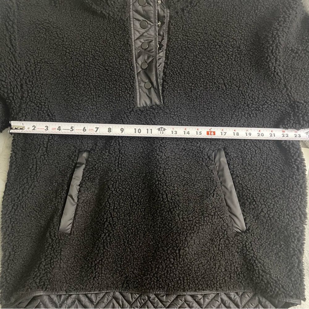 NWT Athleta Cozy Sherpa Snap Sweatshirt Black Size XL Oversized - Picture 15 of 16